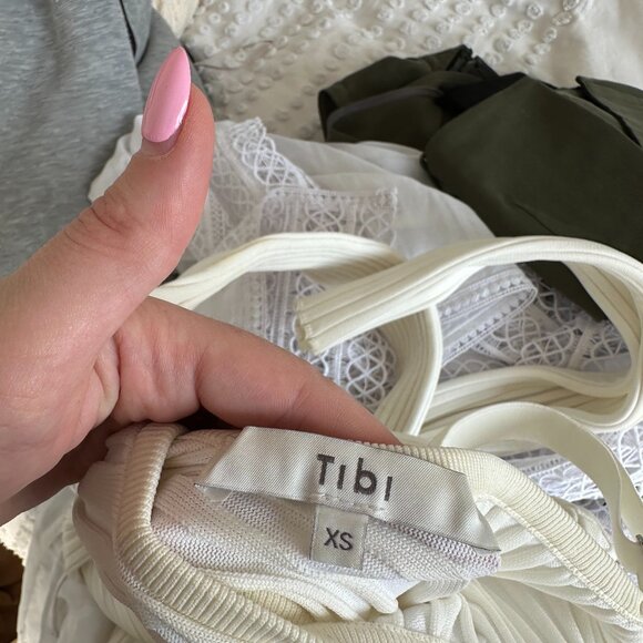 Tibi Decollete Rib Knit Wrap Sweater Long Sleeves Open Back Cut-out White Sz XS - Picture 3 of 10